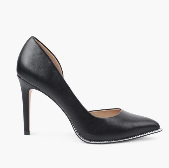 NWOT BCBGeneration Harnoy Vegan Leather D'Orsay Pointed Toe Pumps in Black - Picture 2 of 13